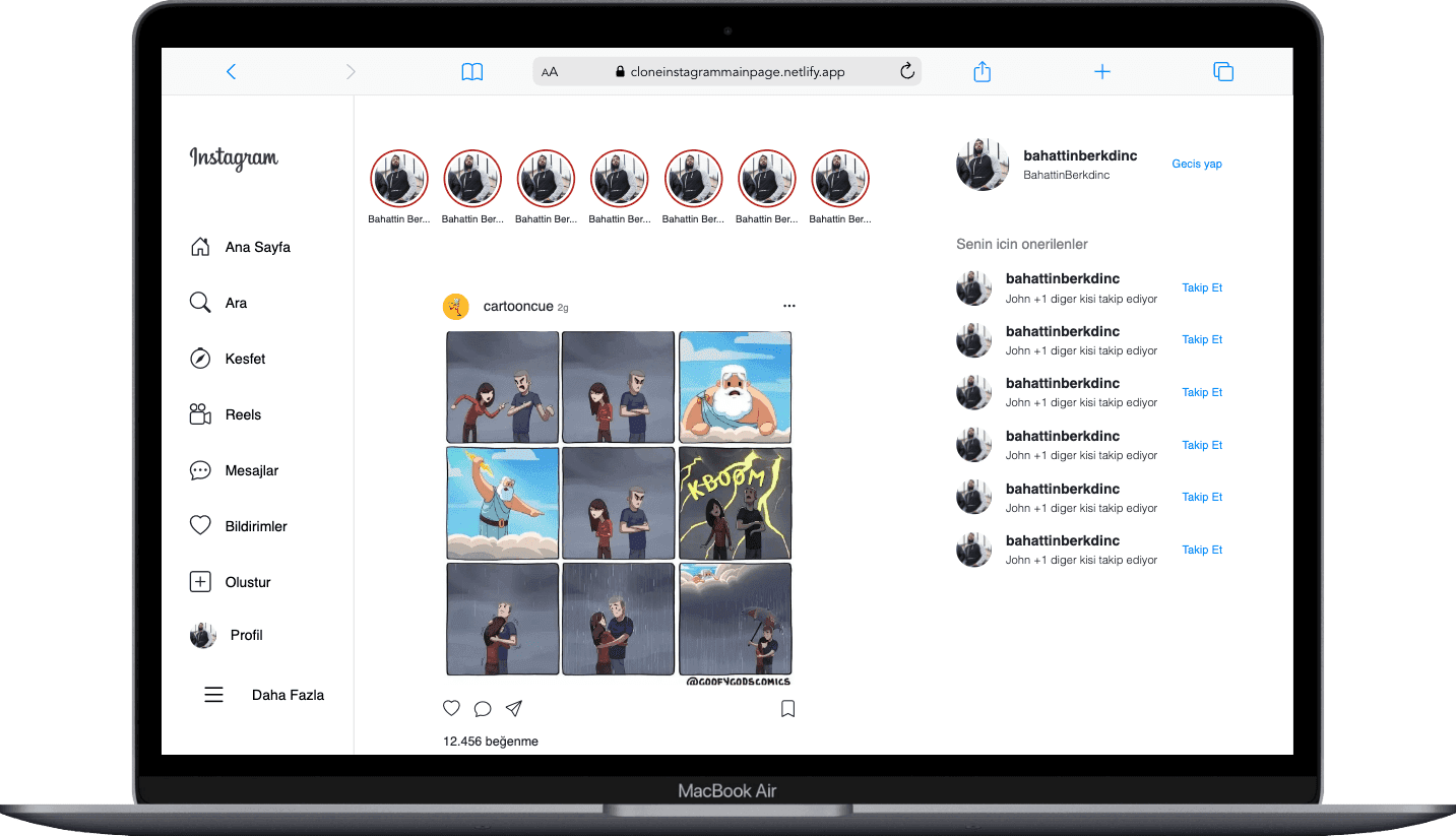 Instagram Homepage Clone
